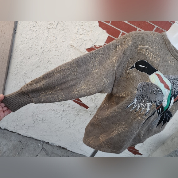 Small FIT Large ! vintage Grace by Starr DUCK bird long sleeve wrap sweater - Picture 8 of 16